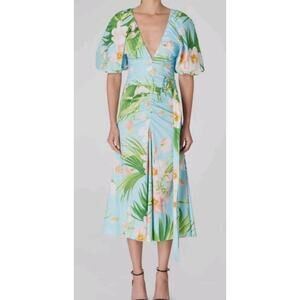 Carolina Herrera Blue Floral Midi Dress